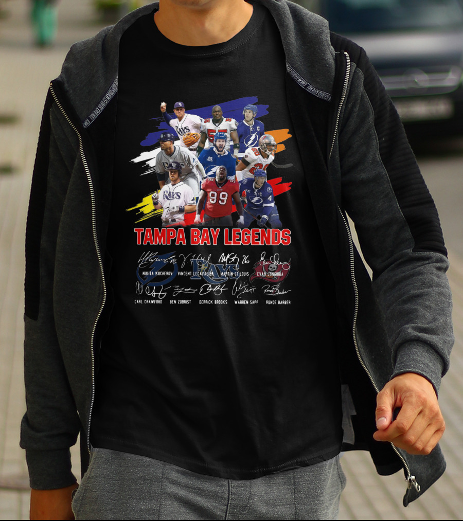 Tampa Bay Legends Rays Lightning Buccaneers Kucherov Lecavalier St. Louis Longoria Crawford Zobrist Brooks Sapp Barber T-Shirt