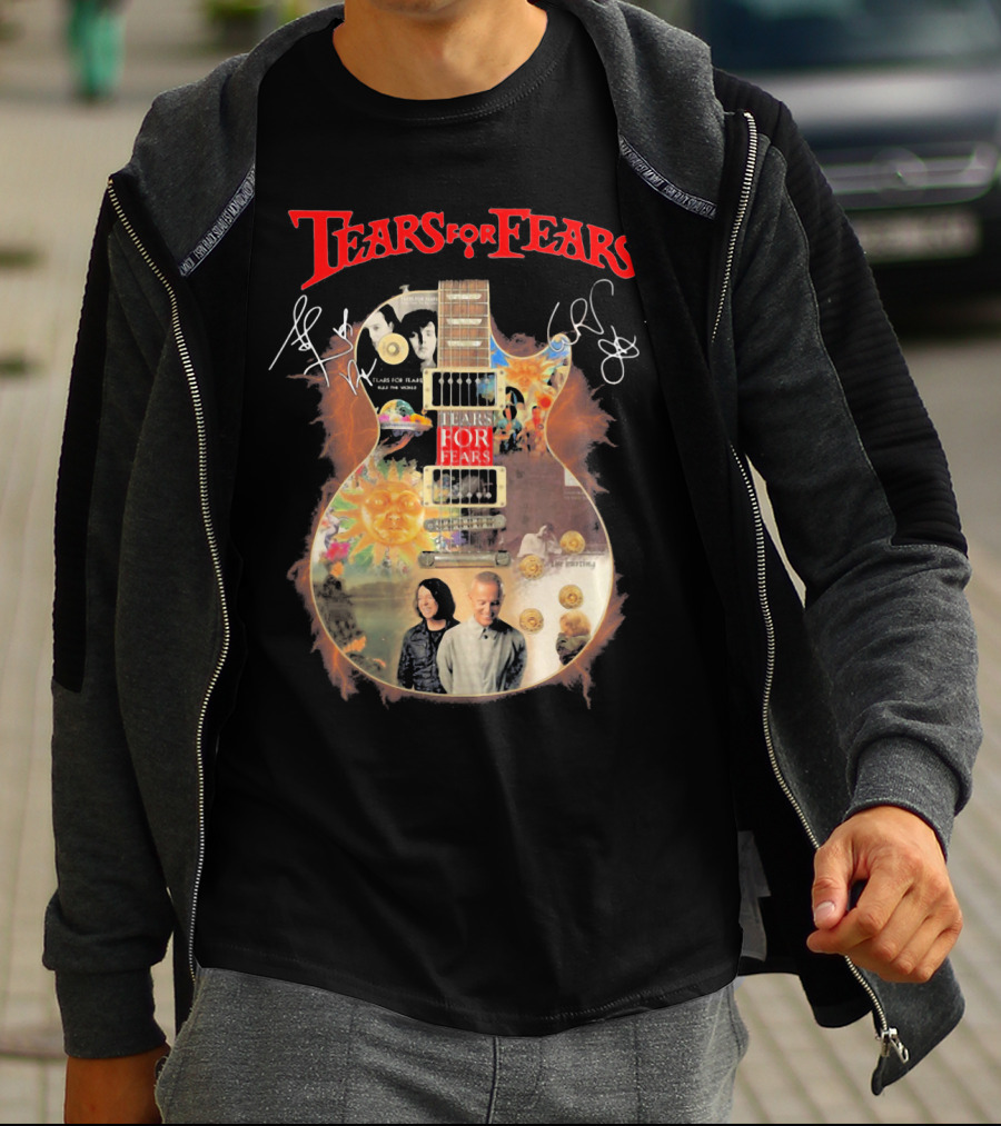 Tears For Fears Pop Rock Band Guitar Collage With And Band Members T-Shirt