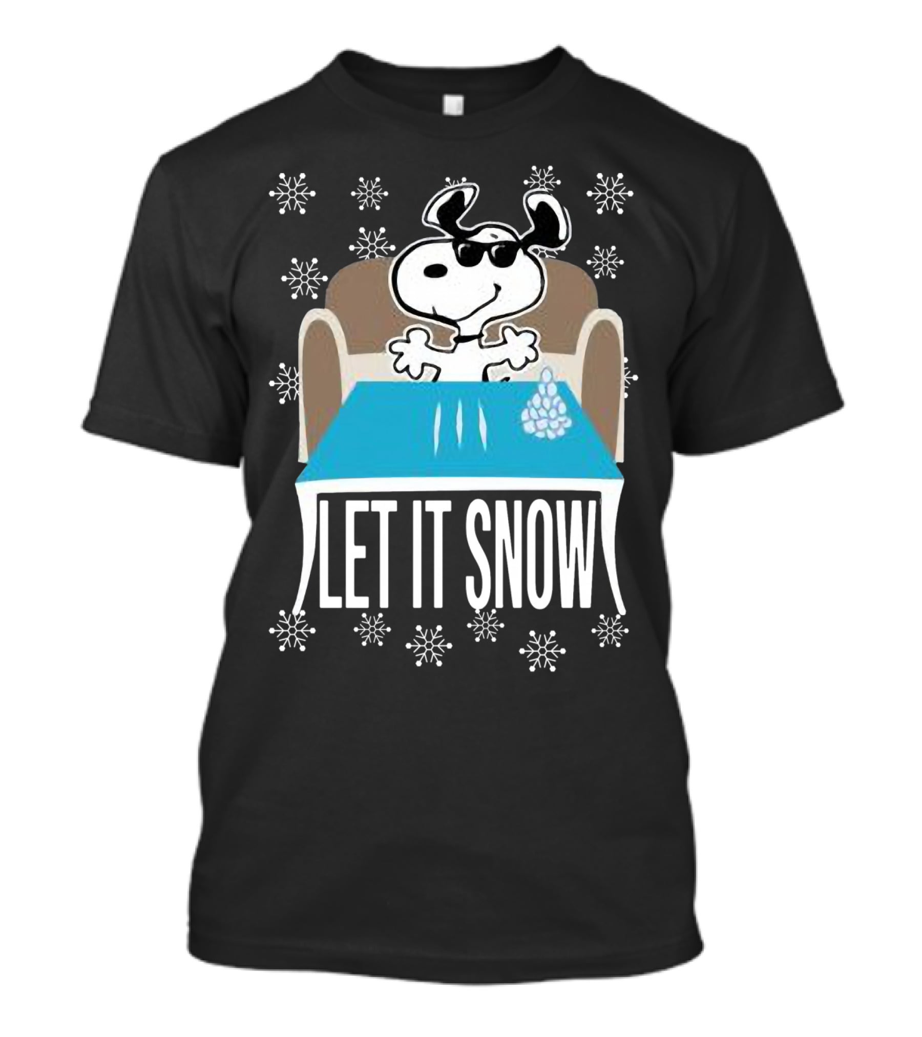 Let It Snow Snoop Dogg Walmart Cocaine Santa Snowflakes Charlie Brown Peanuts T-Shirt
