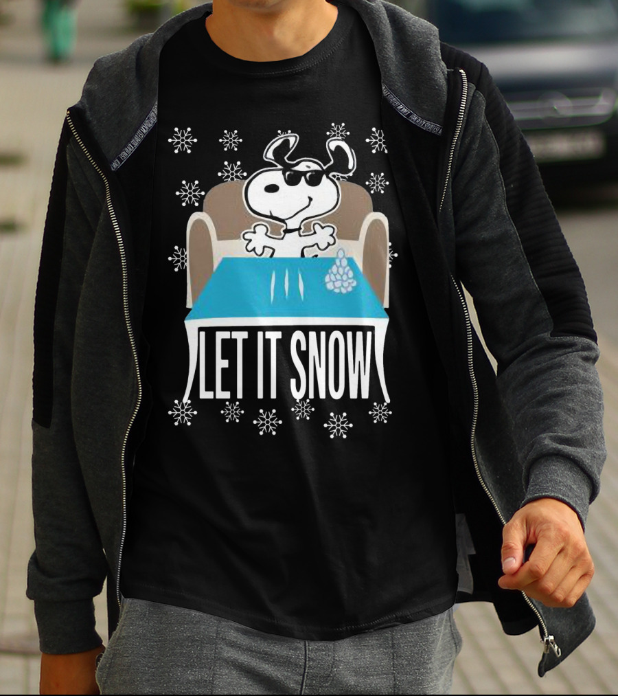 Let It Snow Snoop Dogg Walmart Cocaine Santa Snowflakes Charlie Brown Peanuts T-Shirt