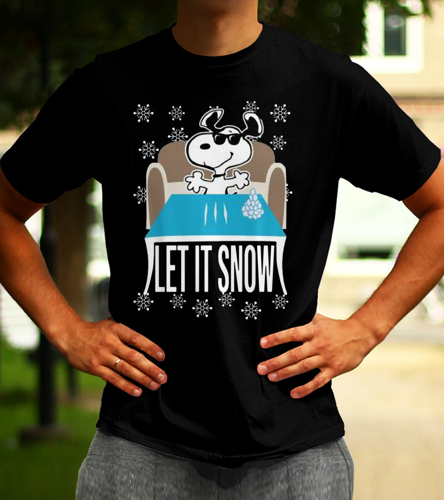 Let It Snow Snoop Dogg Walmart Cocaine Santa Snowflakes Charlie Brown Peanuts T-Shirt