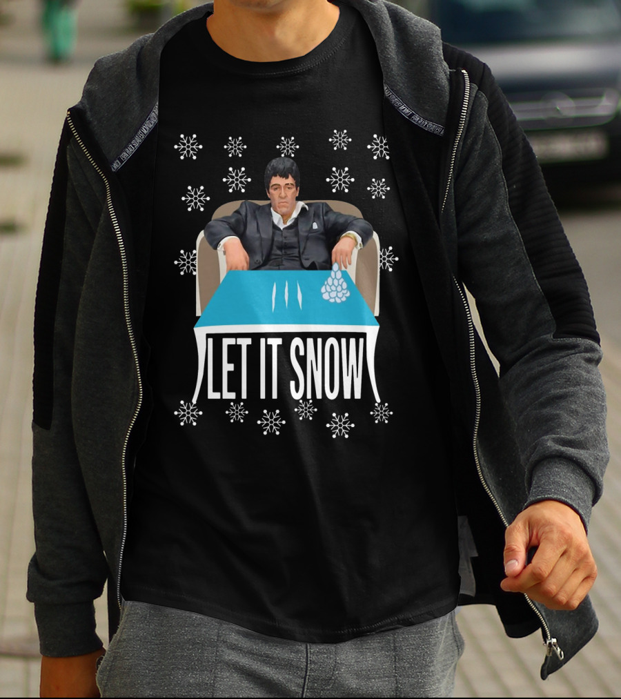 Let It Snow Tony Montana Snowflake Cocaine Santa T-Shirt