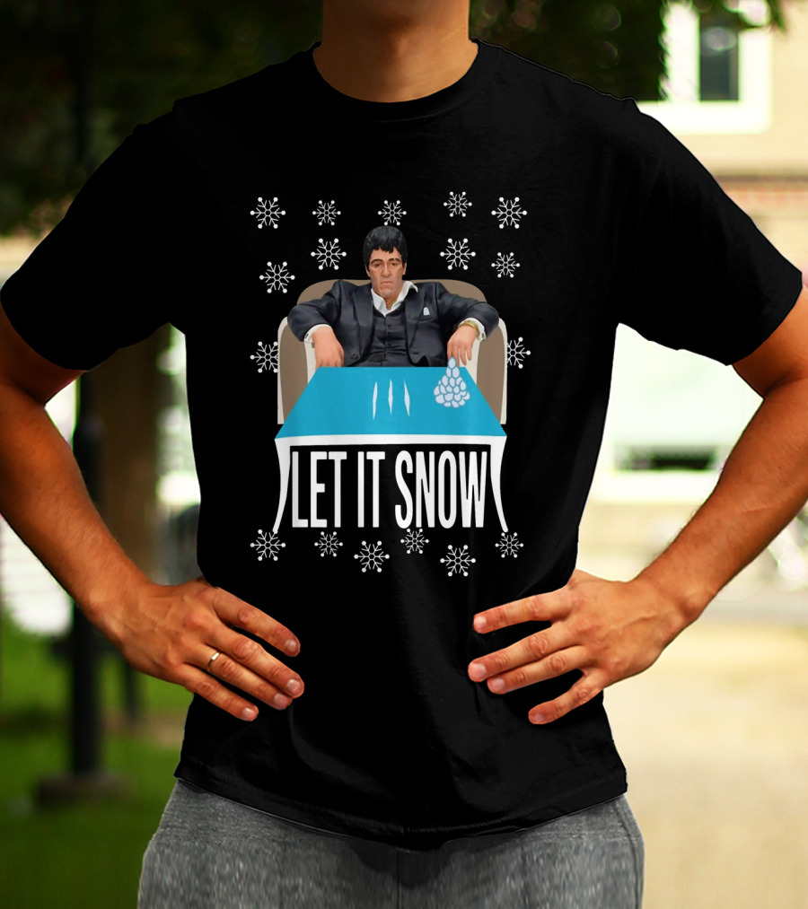 Let It Snow Tony Montana Snowflake Cocaine Santa T-Shirt