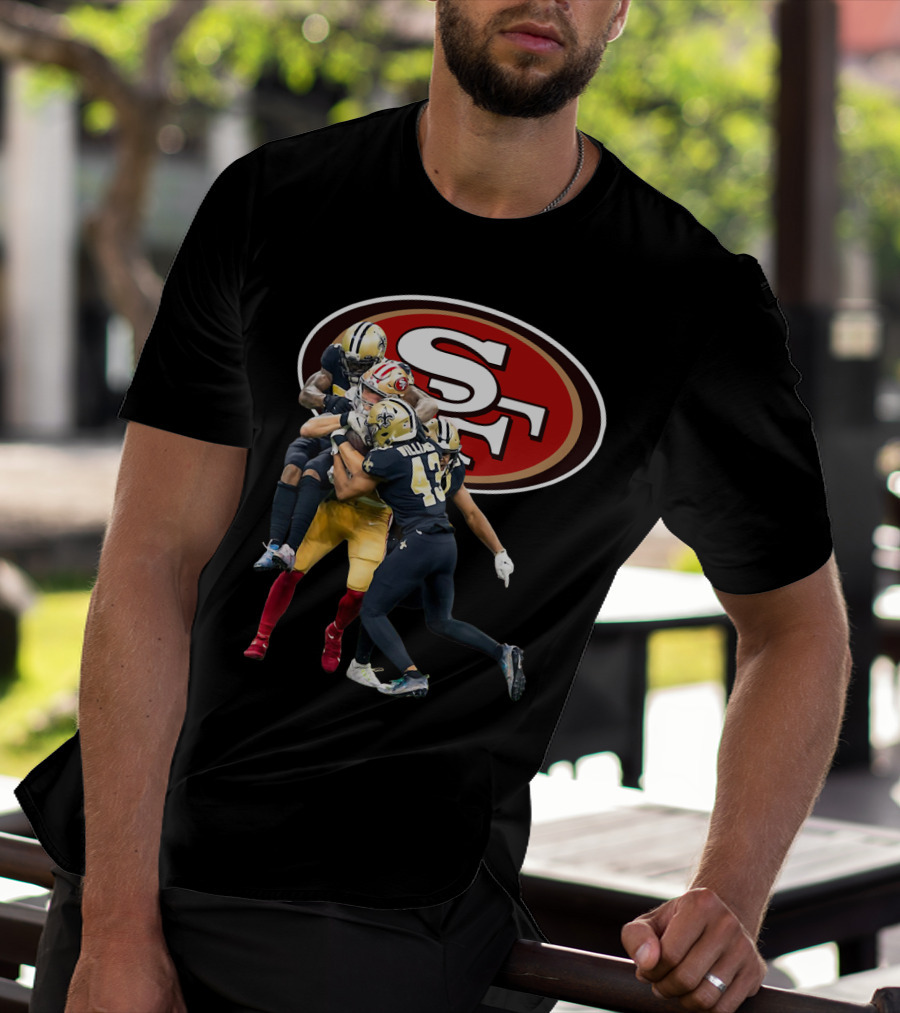 San Francisco 49ers Vs New Orleans Saints Marcus Williams Action Play T-Shirt