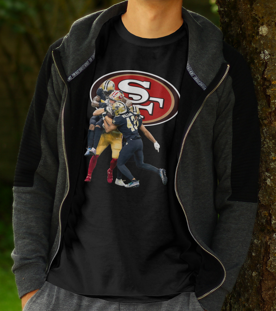 San Francisco 49ers Vs New Orleans Saints Marcus Williams Action Play T-Shirt