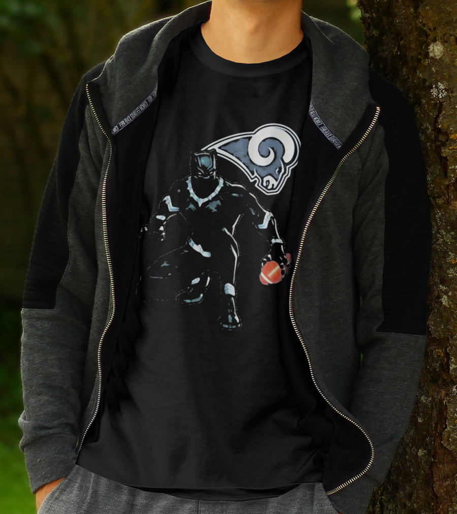 Black Panther Rams Football Crossover Los Angeles Rams T-Shirt