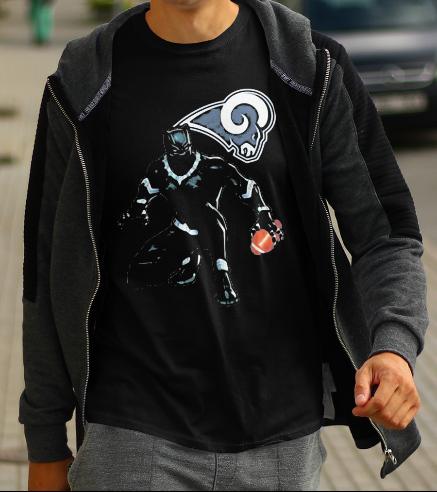 Black Panther Rams Football Crossover Los Angeles Rams T-Shirt