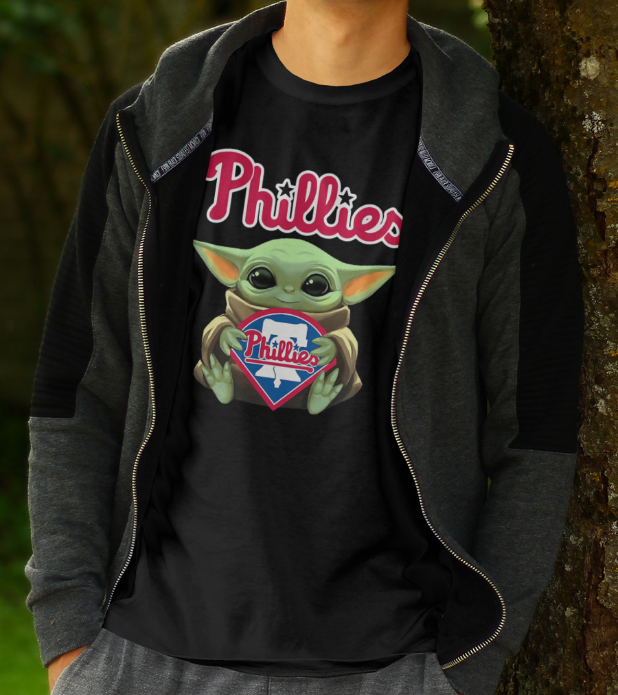 Phillies Baby Yoda Hug Philadelphia Phillies T-Shirt
