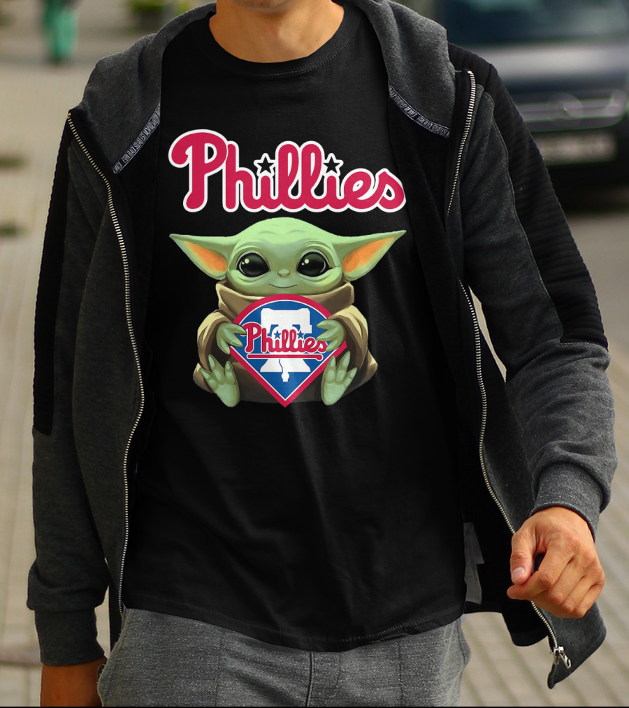 Phillies Baby Yoda Hug Philadelphia Phillies T-Shirt