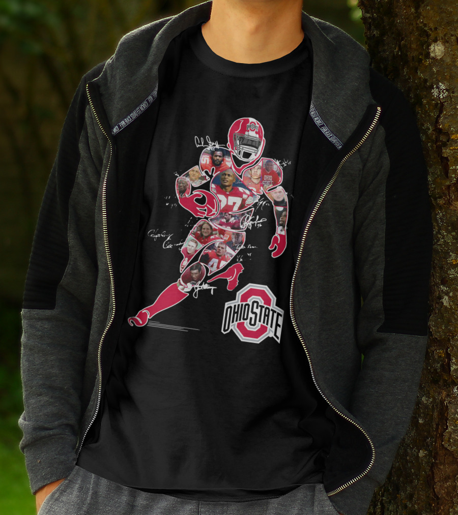 Ohio State Buckeyes Football Collage With Player And Helmet T-Shirt