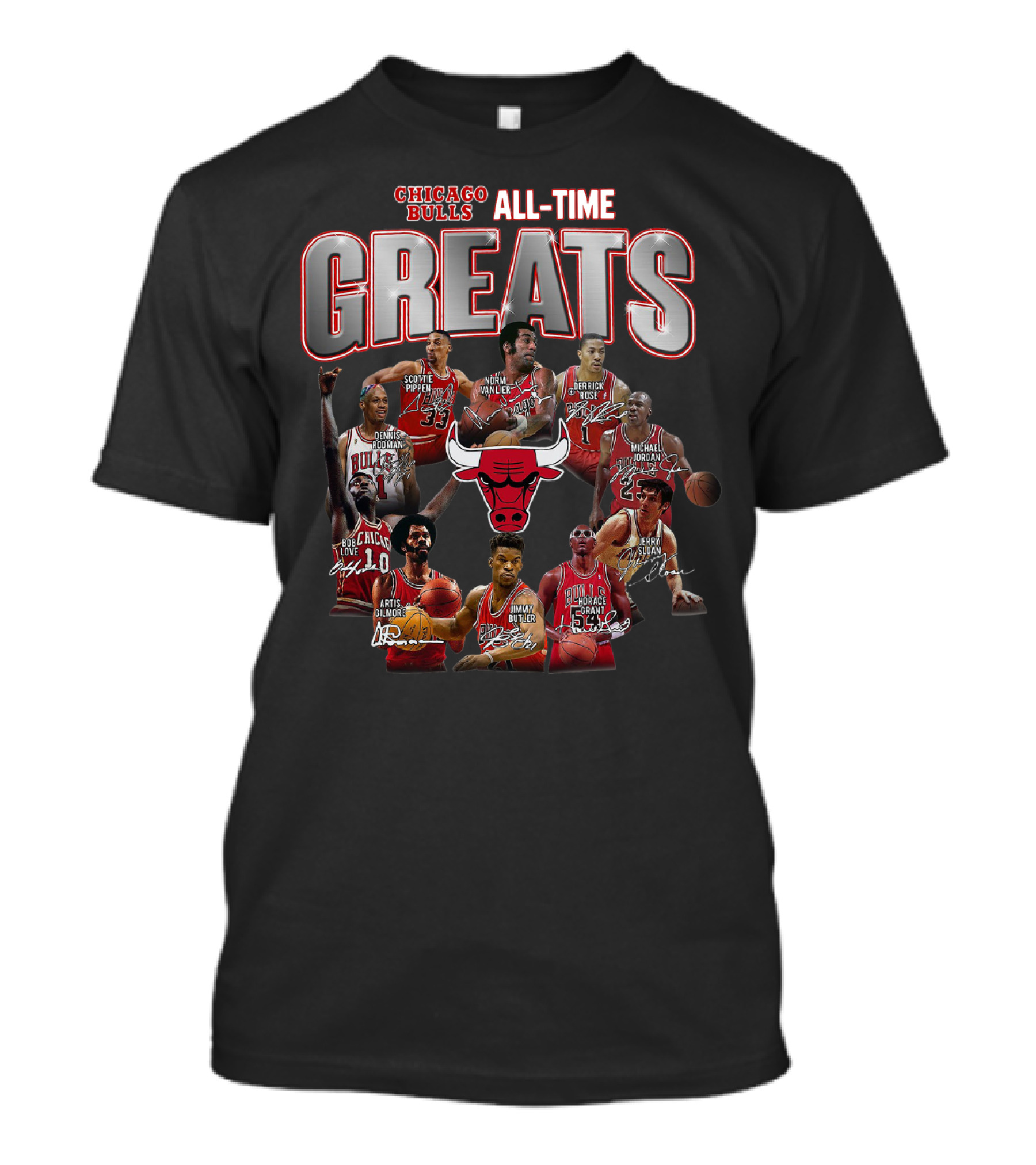 Chicago Bulls All-Time Greats Legends Michael Jordan Scottie Pippen Dennis Rodman Derrick Rose Joakim Noah T-Shirt