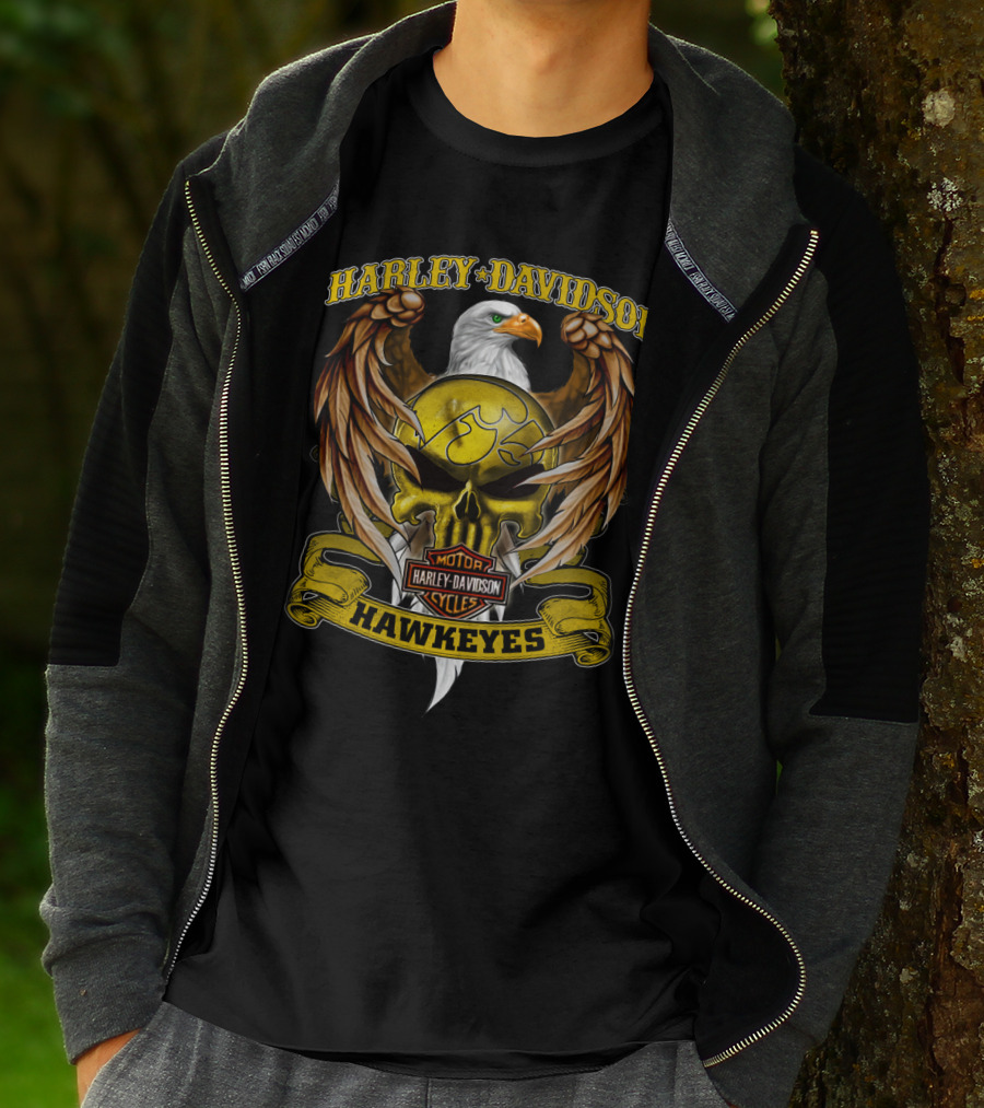 Harley Davidson Hawkeyes Motor Cycles Iowa Ncaa Dh 99 Hd T-Shirt