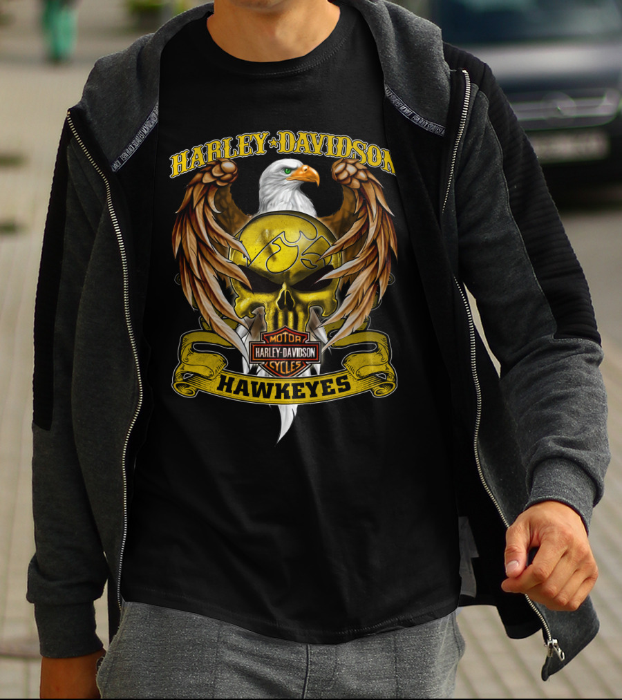 Harley Davidson Hawkeyes Motor Cycles Iowa Ncaa Dh 99 Hd T-Shirt