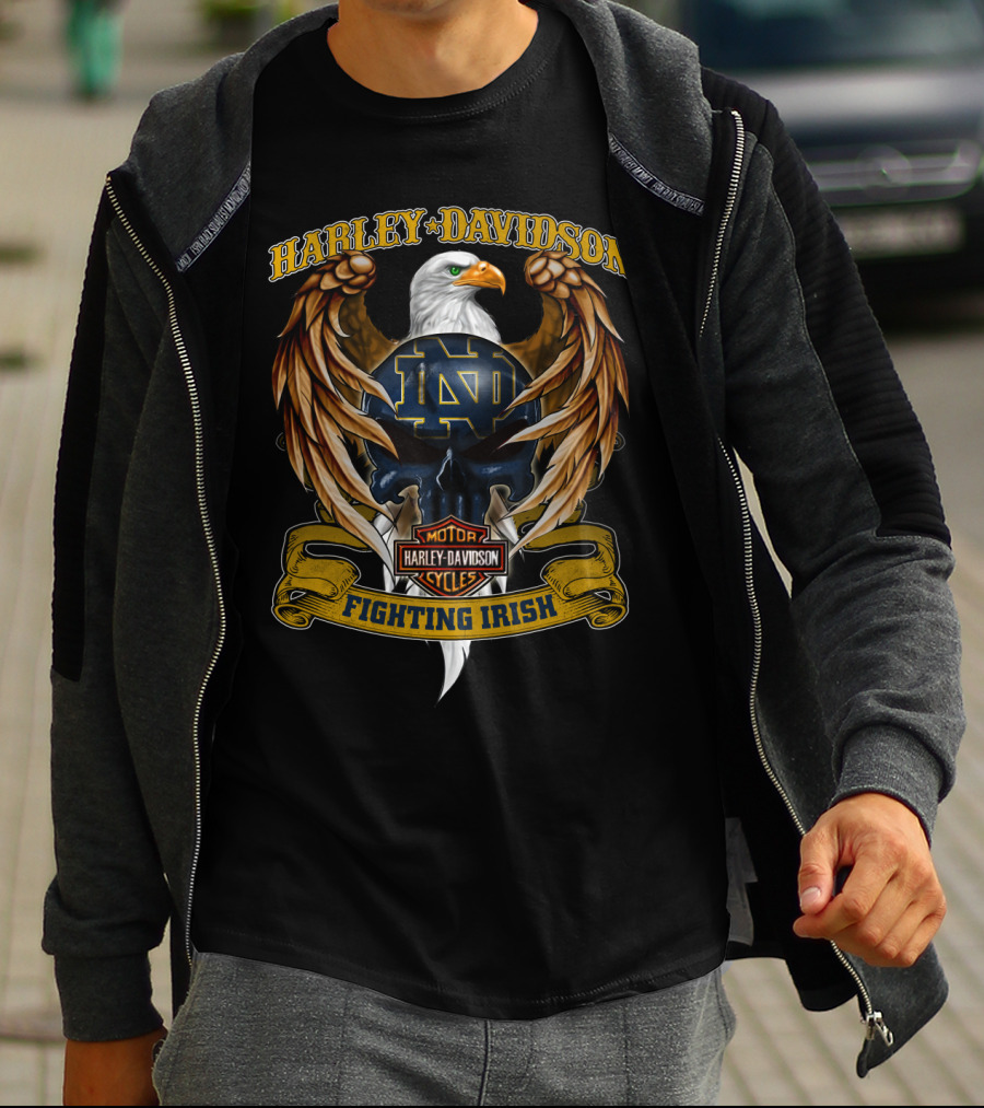 Harley Davidson Motor Cycles Notre Dame Fighting Irish T-Shirt