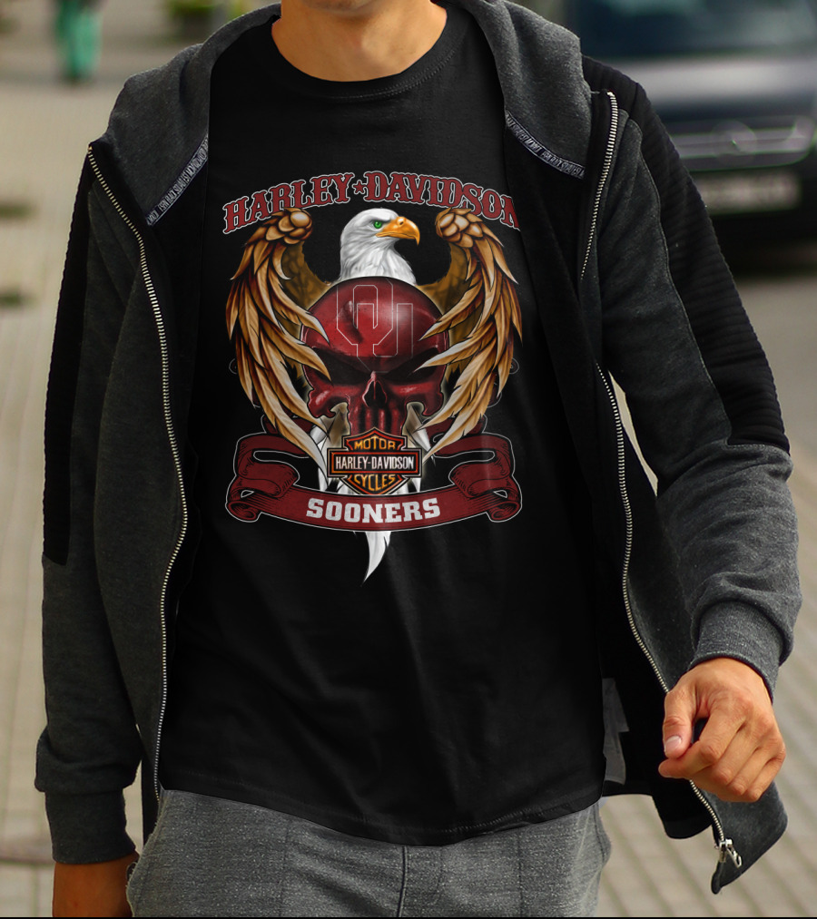 Harley Davidson Eagles Sooners Oklahoma 99 Hd Ncaa T-Shirt