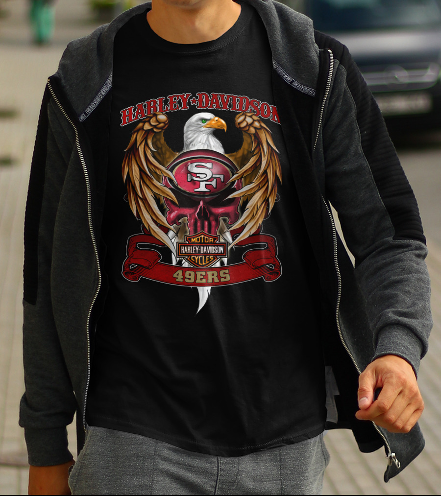 Harley Davidson San Francisco 49ers Sf Motorcycle Cycles 49ers Eagle T-Shirt