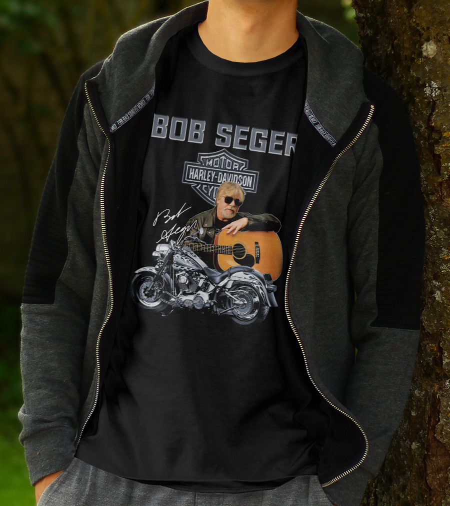 Bob Seger Harley Davidson Motorcycle Guitar Signature T-Shirt