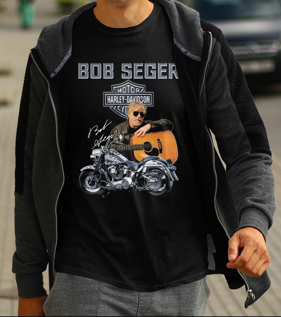 Bob Seger Harley Davidson Motorcycle Guitar Signature T-Shirt
