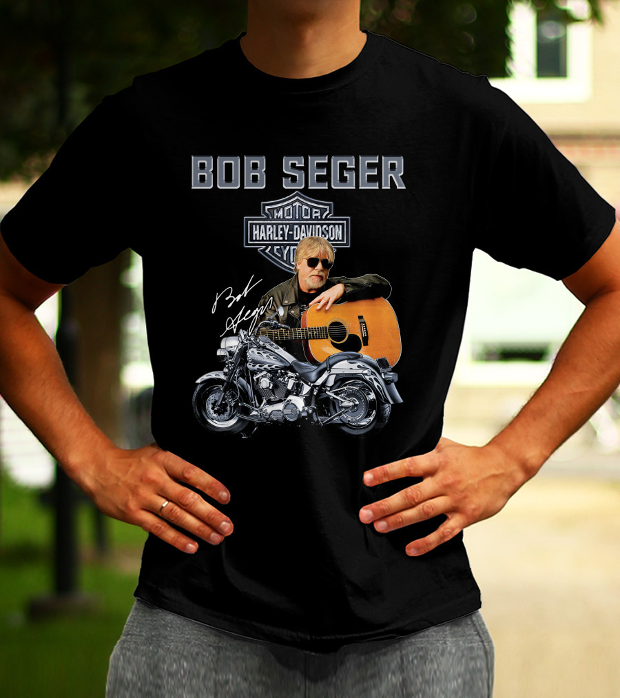 Bob Seger Harley Davidson Motorcycle Guitar Signature T-Shirt
