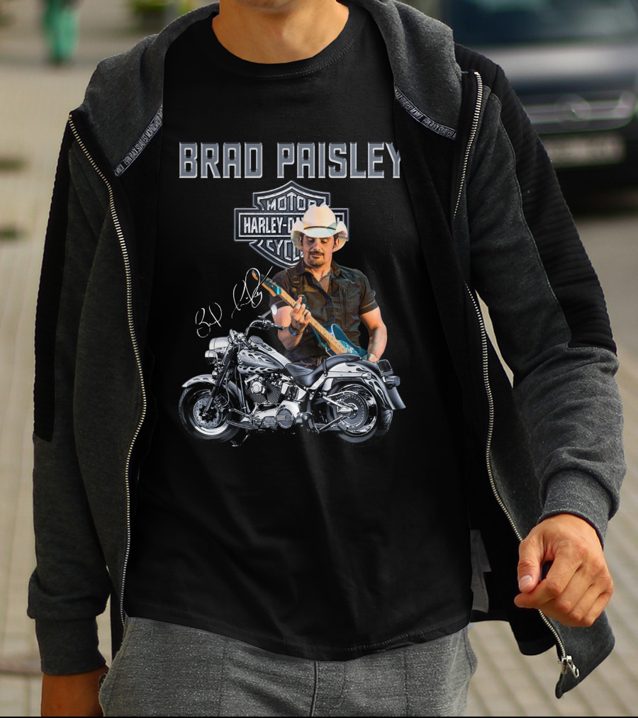 Brad Paisley Harley Davidson Motorcycle Guitar T-Shirt