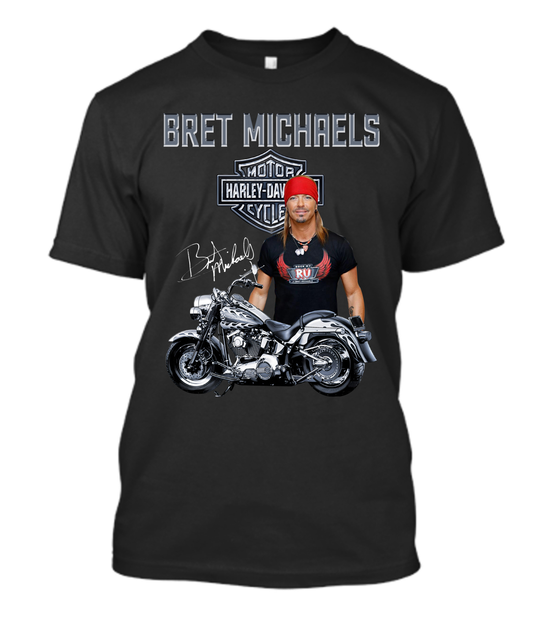 Bret Michaels Harley Davidson Motorcycle Rv Signature T-Shirt