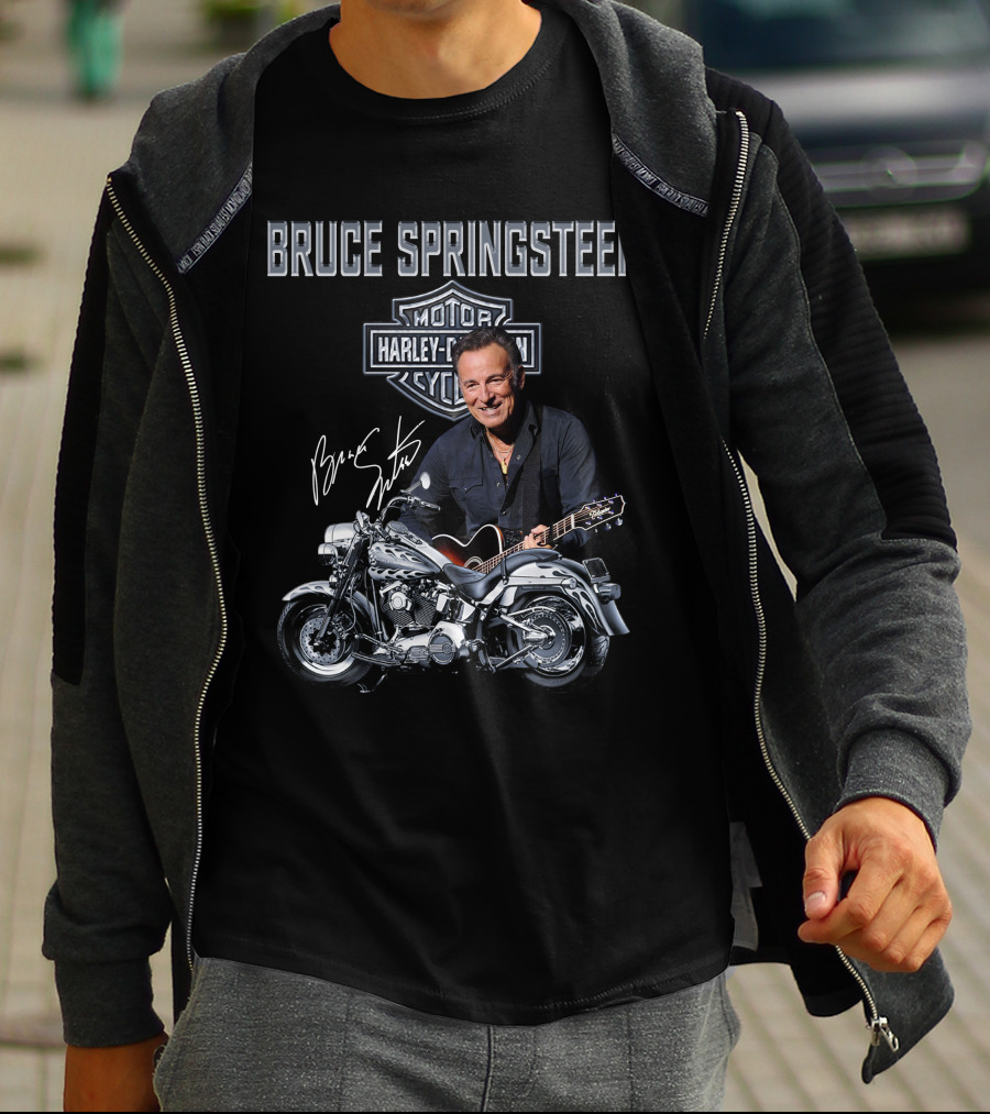 Bruce Springsteen Harley Davidson Motorcycles Signature Guitar T-Shirt