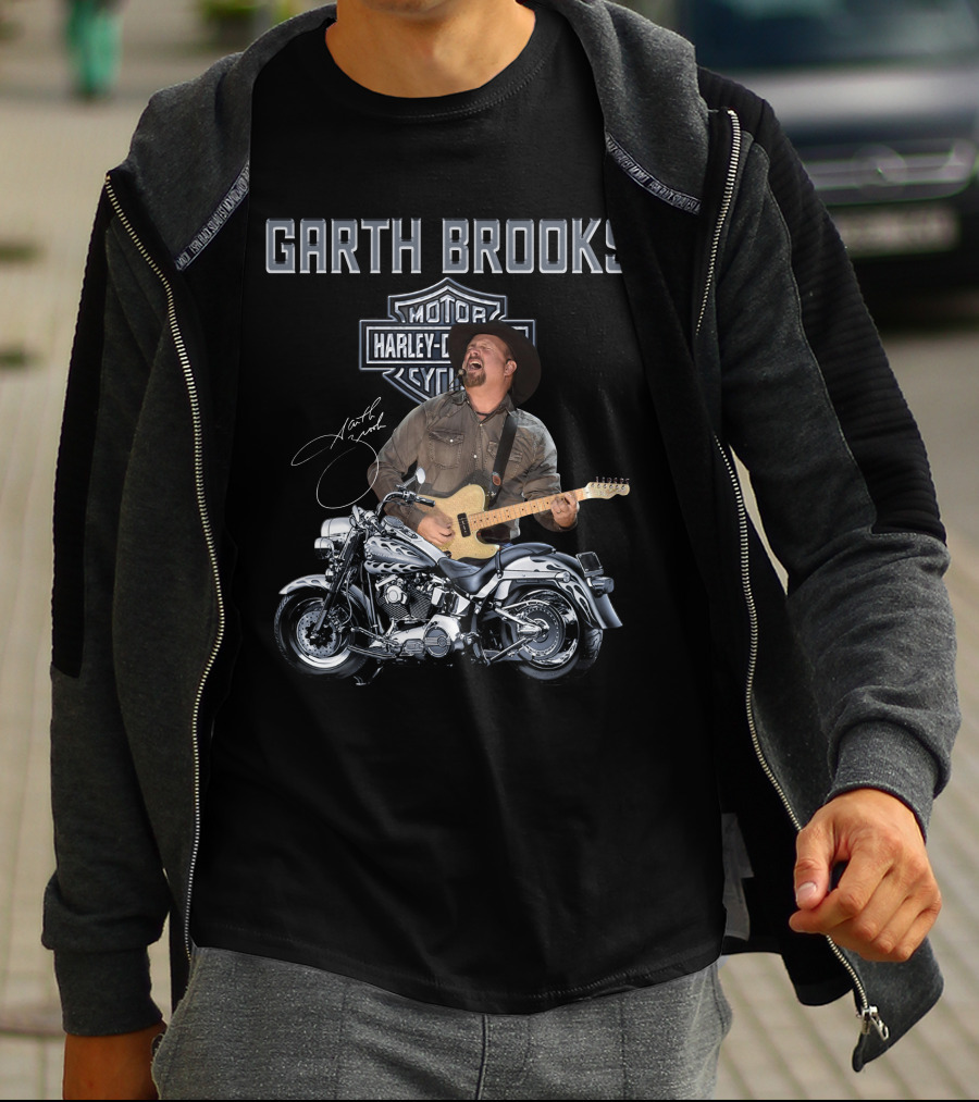 Garth Brooks Harley Davidson Motorcycles Musician Signature T-Shirt