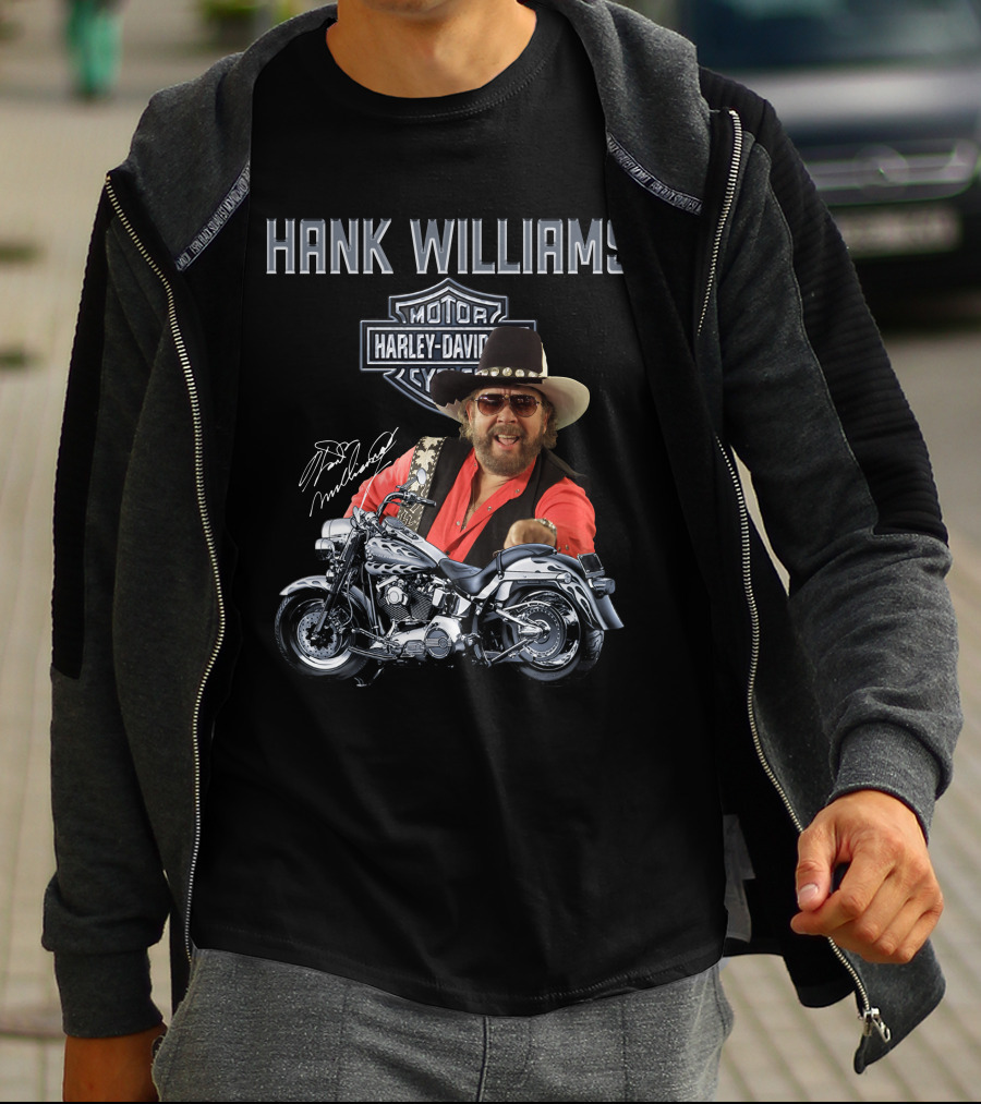 Hank Williams Harley Davidson Motorcycle Signature T-Shirt