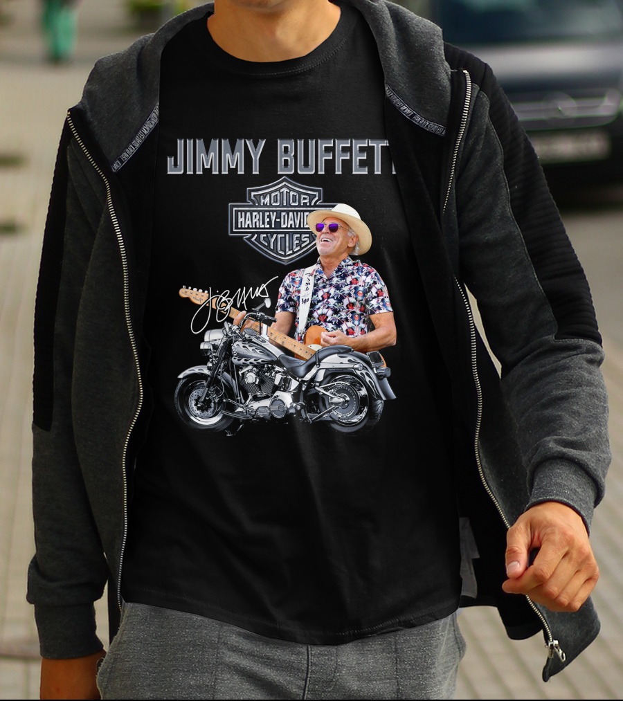 Jimmy Buffett Harley Davidson Motorcycles Vintage Style T-Shirt
