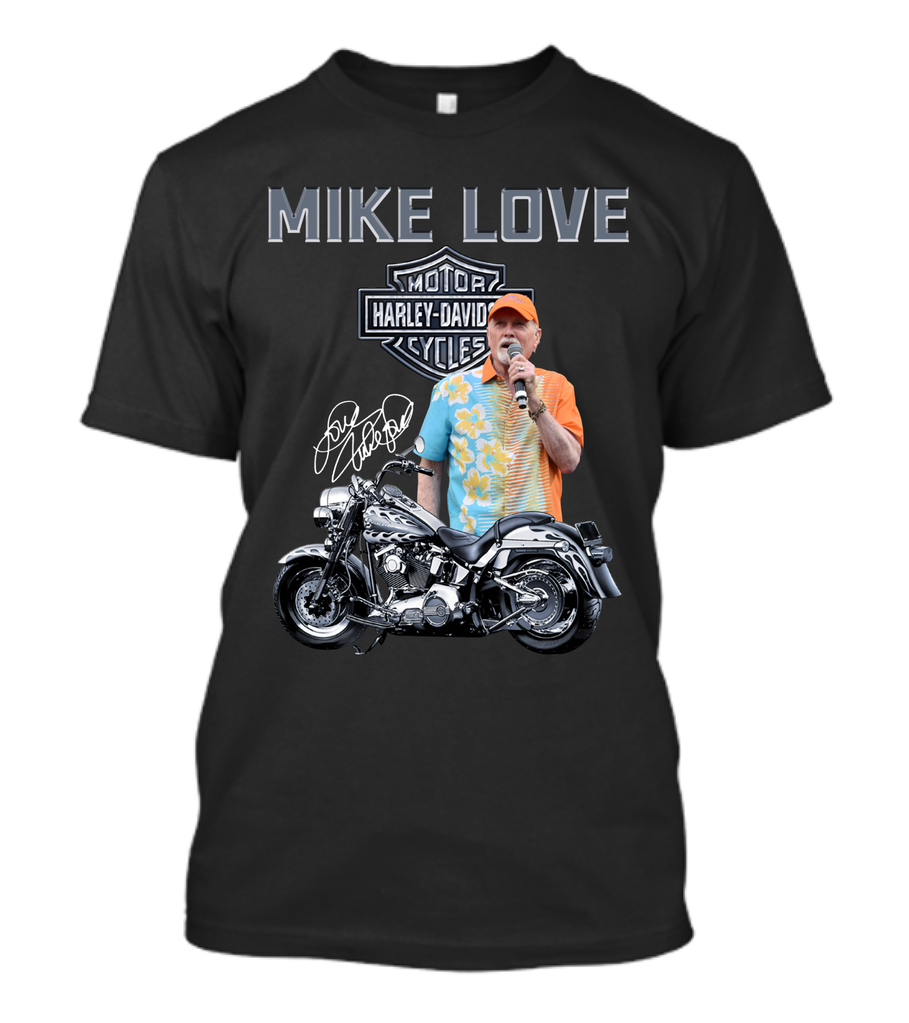 Mike Love Harley Davidson Motorcycle Signature T-Shirt