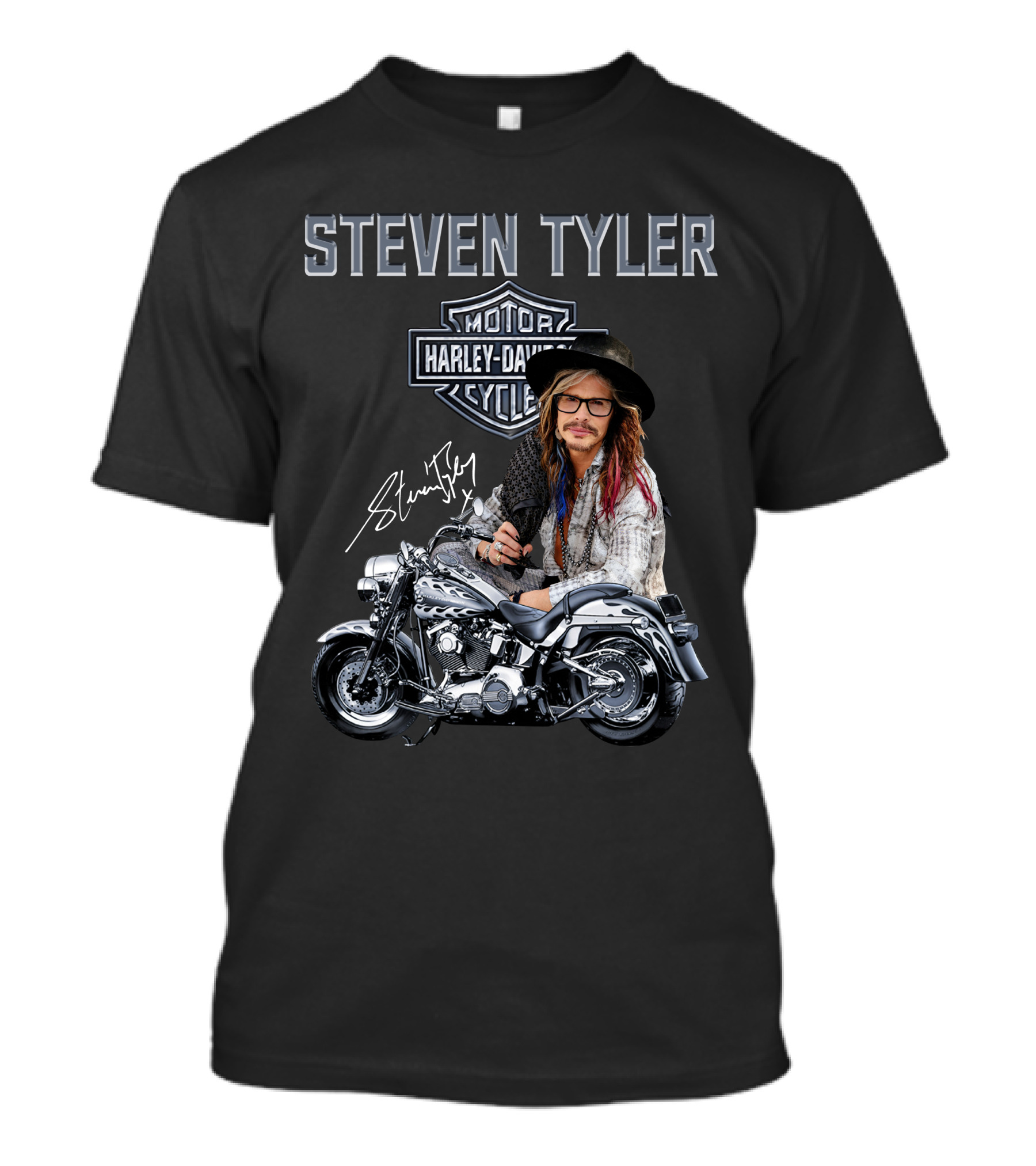 Steven Tyler Harley Davidson Motorcycles Signature T-Shirt