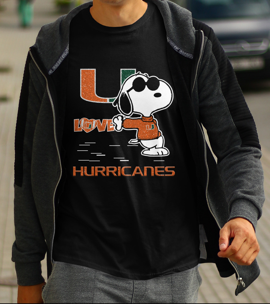 Snoopy Love Miami Hurricanes U T-Shirt