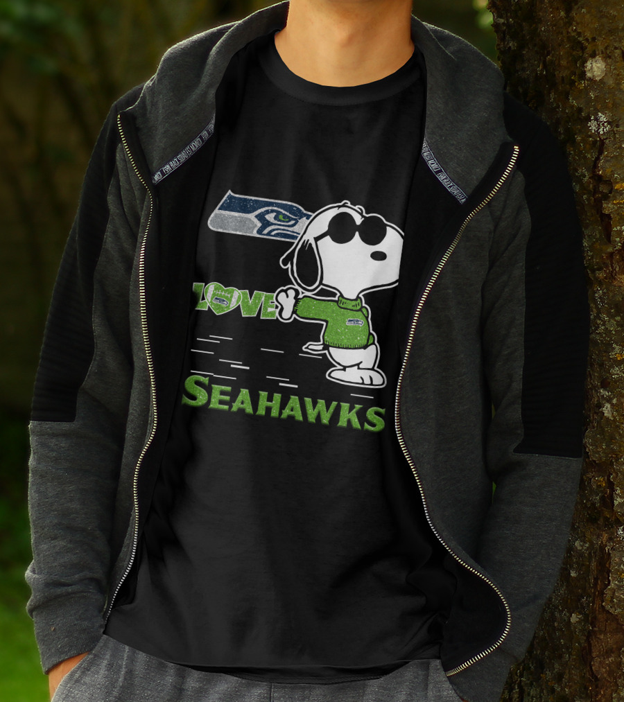 Snoopy Love Seahawks Seattle Football Iconic Peanuts Fandom T-Shirt