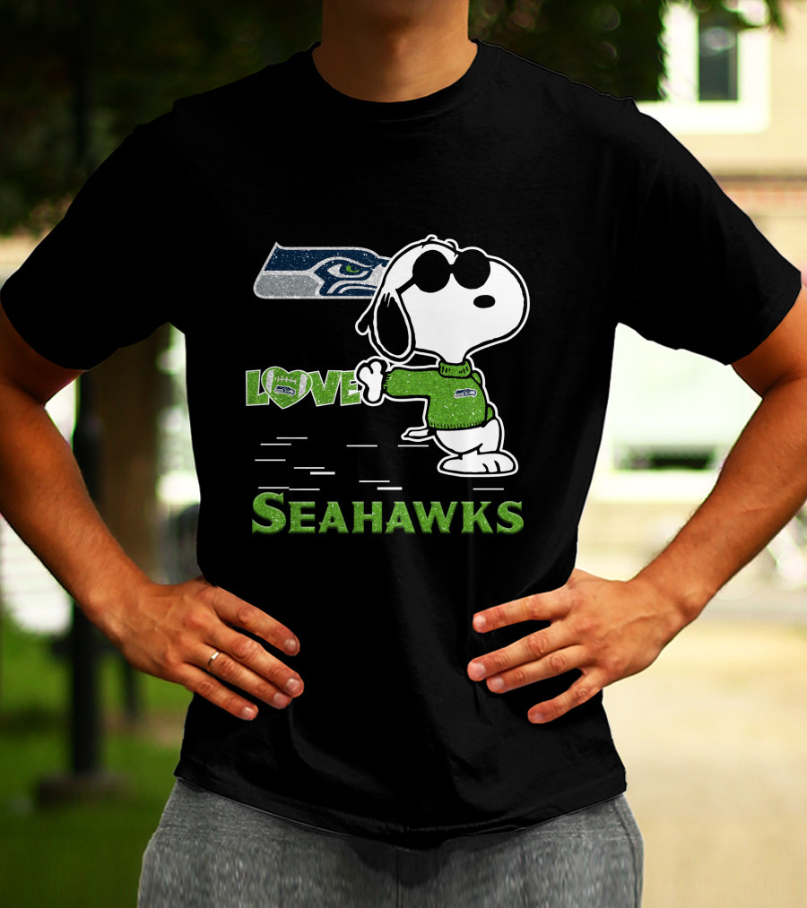 Snoopy Love Seahawks Seattle Football Iconic Peanuts Fandom T-Shirt