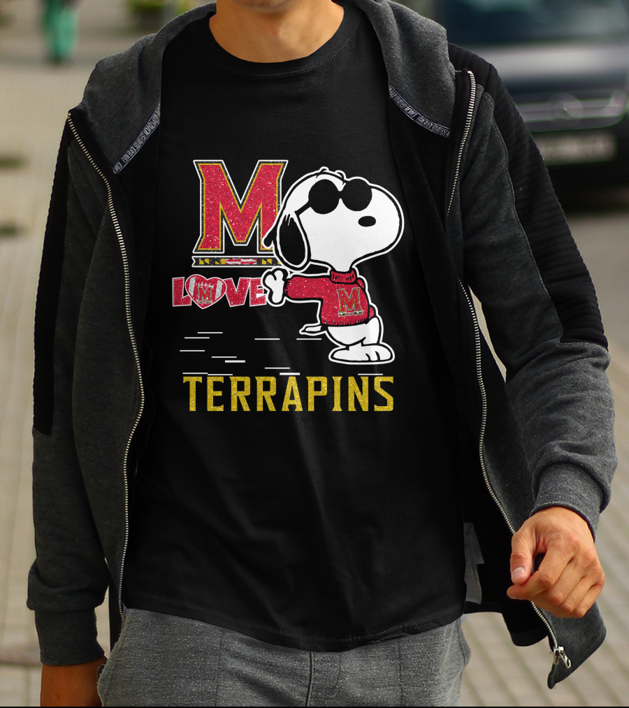 Snoopy Maryland Terrapins Love M T-Shirt