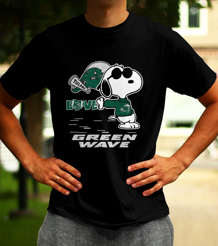 Snoopy Tulane Green Wave Love T-Shirt