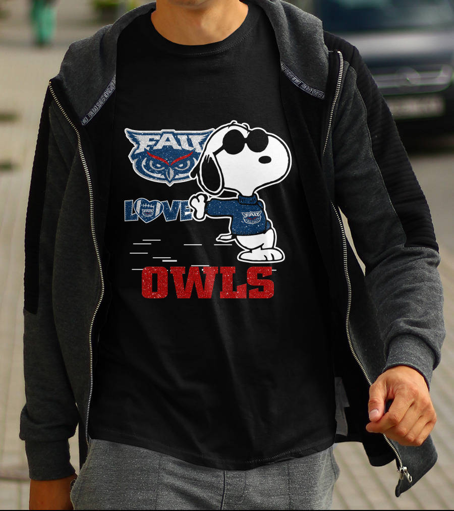 Snoopy Love FAU Owls Football T-Shirt