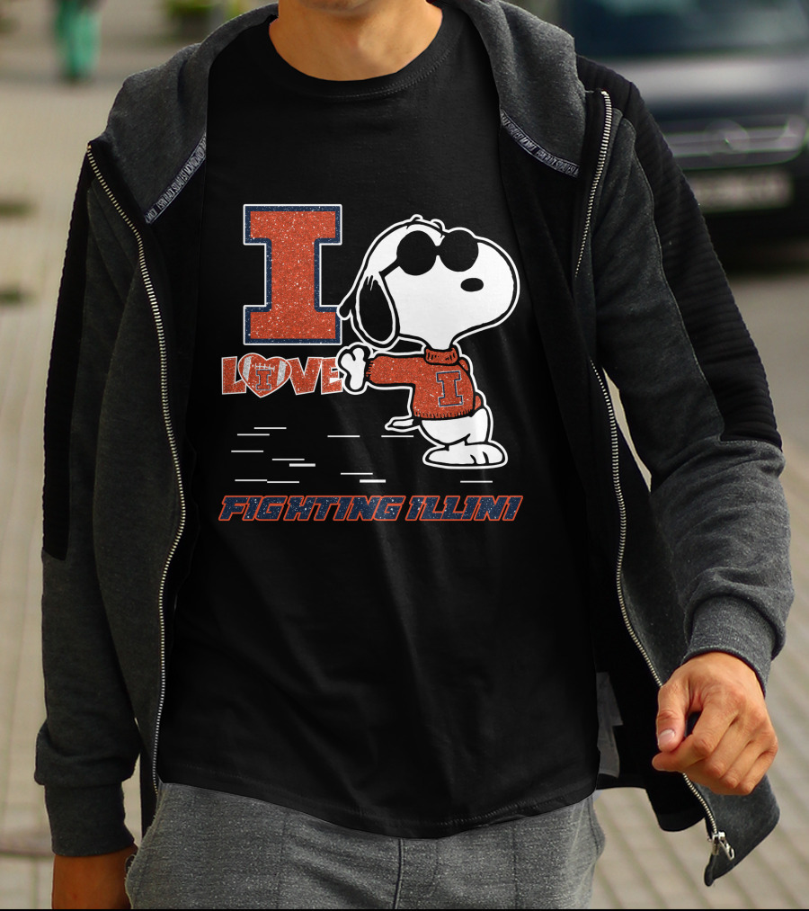 I Love Snoopy Illinois Fighting Illini T-Shirt