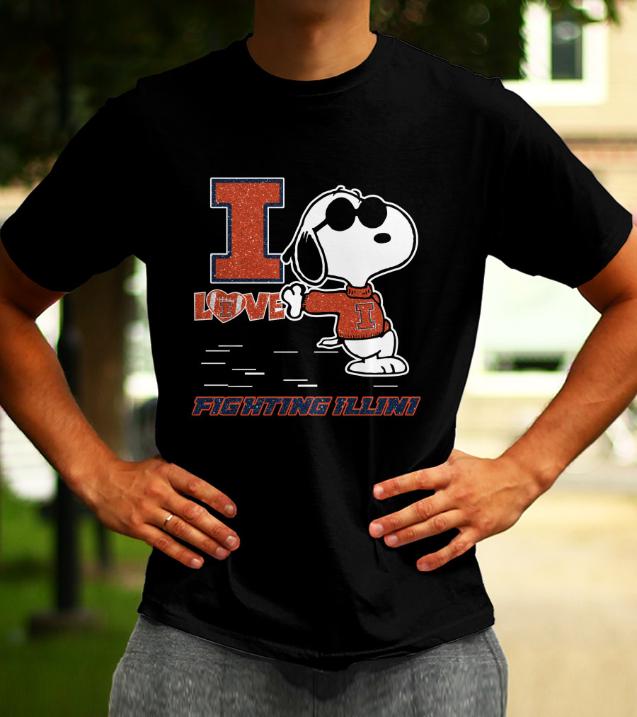 I Love Snoopy Illinois Fighting Illini T-Shirt