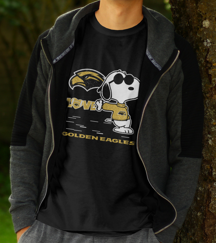 Snoopy Love Southern Miss Golden Eagles Heart T-Shirt