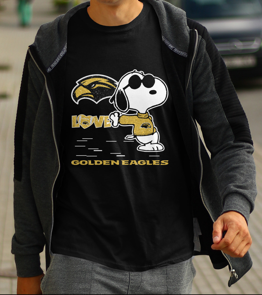 Snoopy Love Southern Miss Golden Eagles Heart T-Shirt