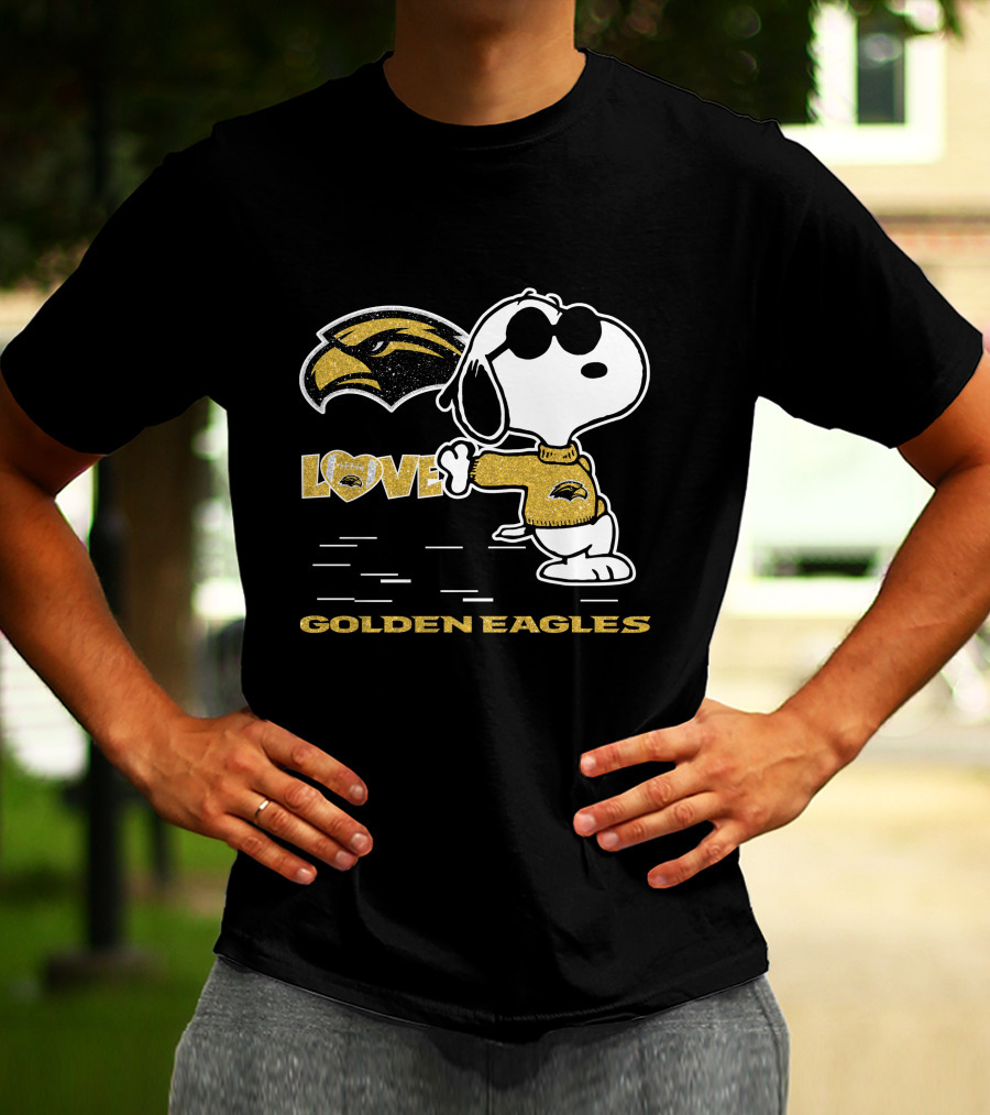 Snoopy Love Southern Miss Golden Eagles Heart T-Shirt
