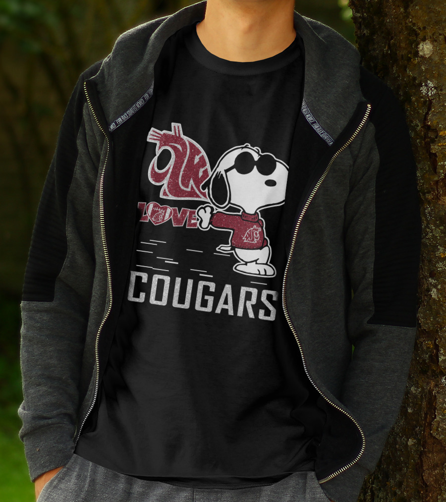 Snoopy Love Washington State Cougars Peanuts WSU Spirit T-Shirt