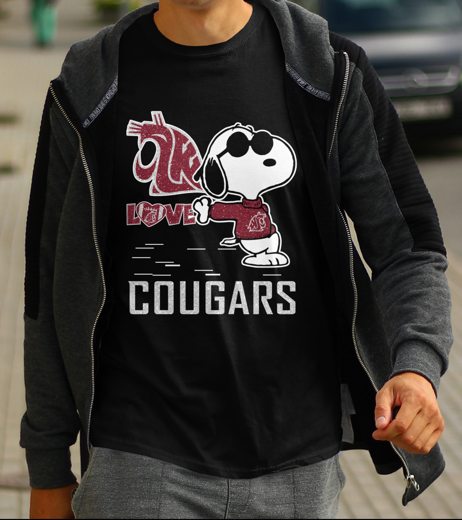Snoopy Love Washington State Cougars Peanuts WSU Spirit T-Shirt