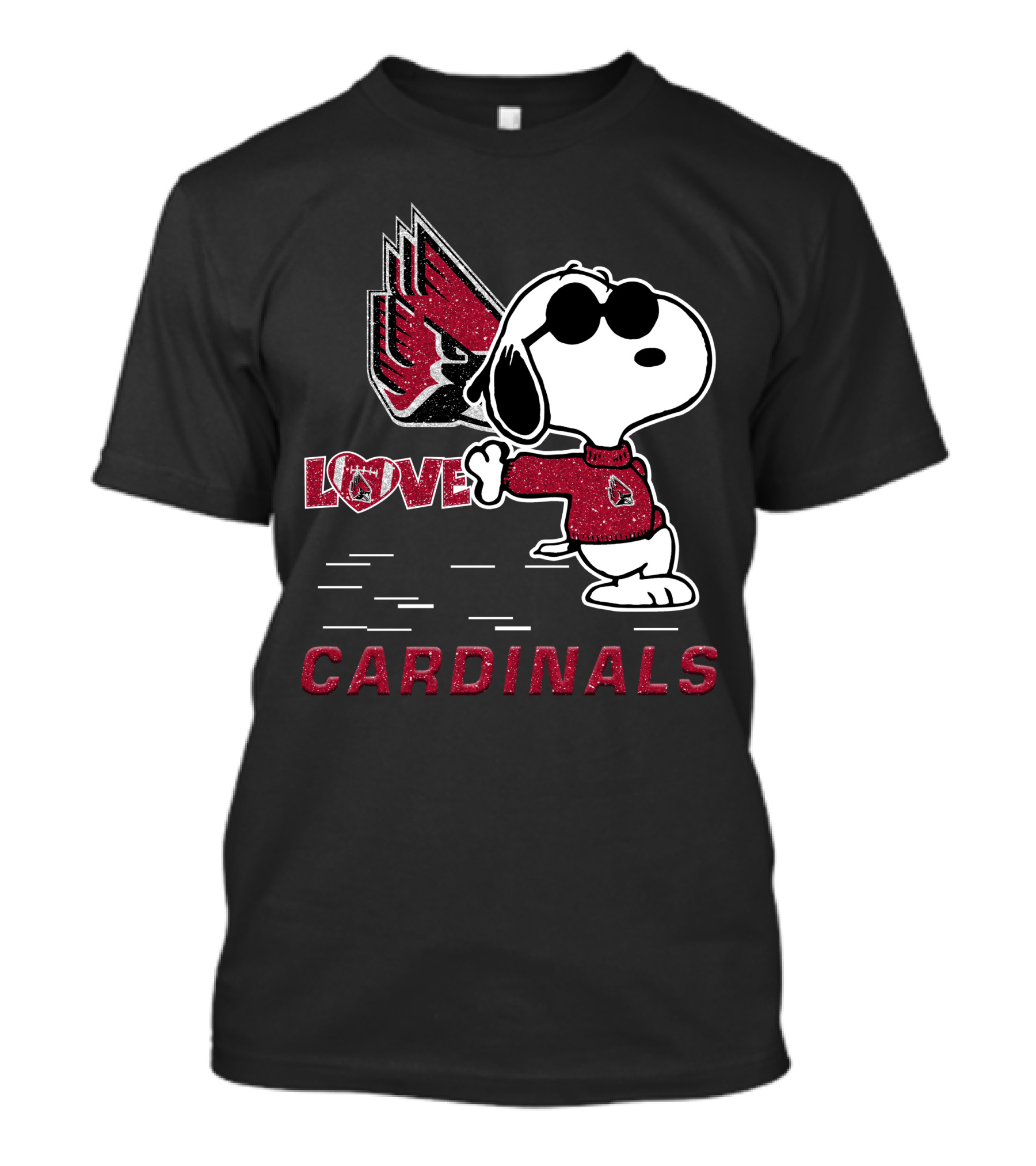 Snoopy Love Ball State Cardinals Peanuts Football Fan T-Shirt