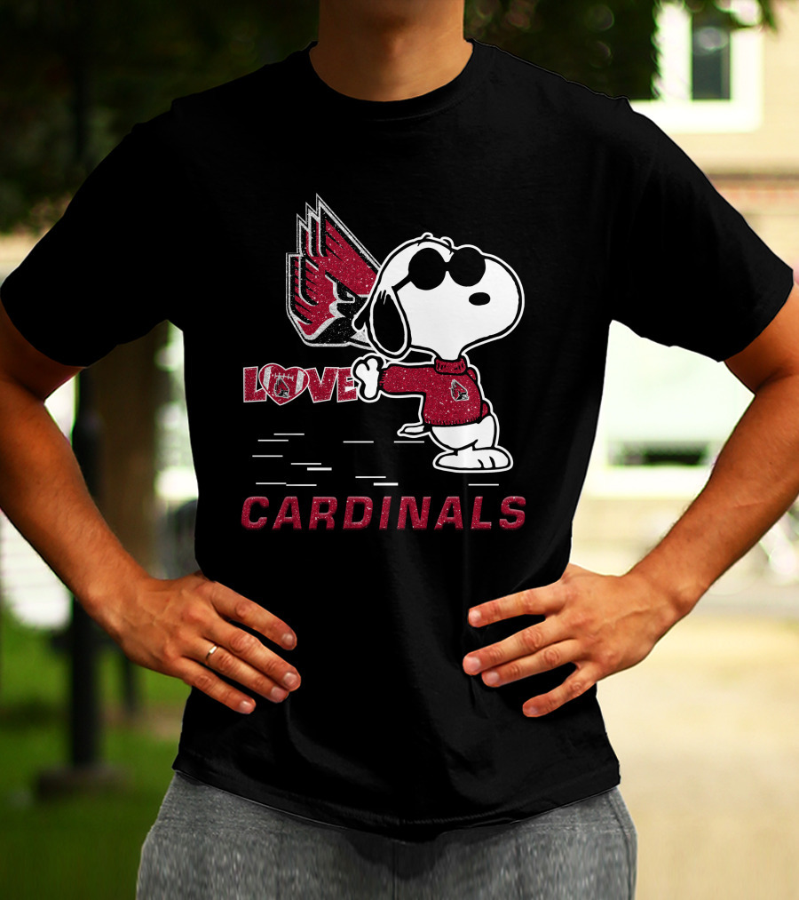 Snoopy Love Ball State Cardinals Peanuts Football Fan T-Shirt