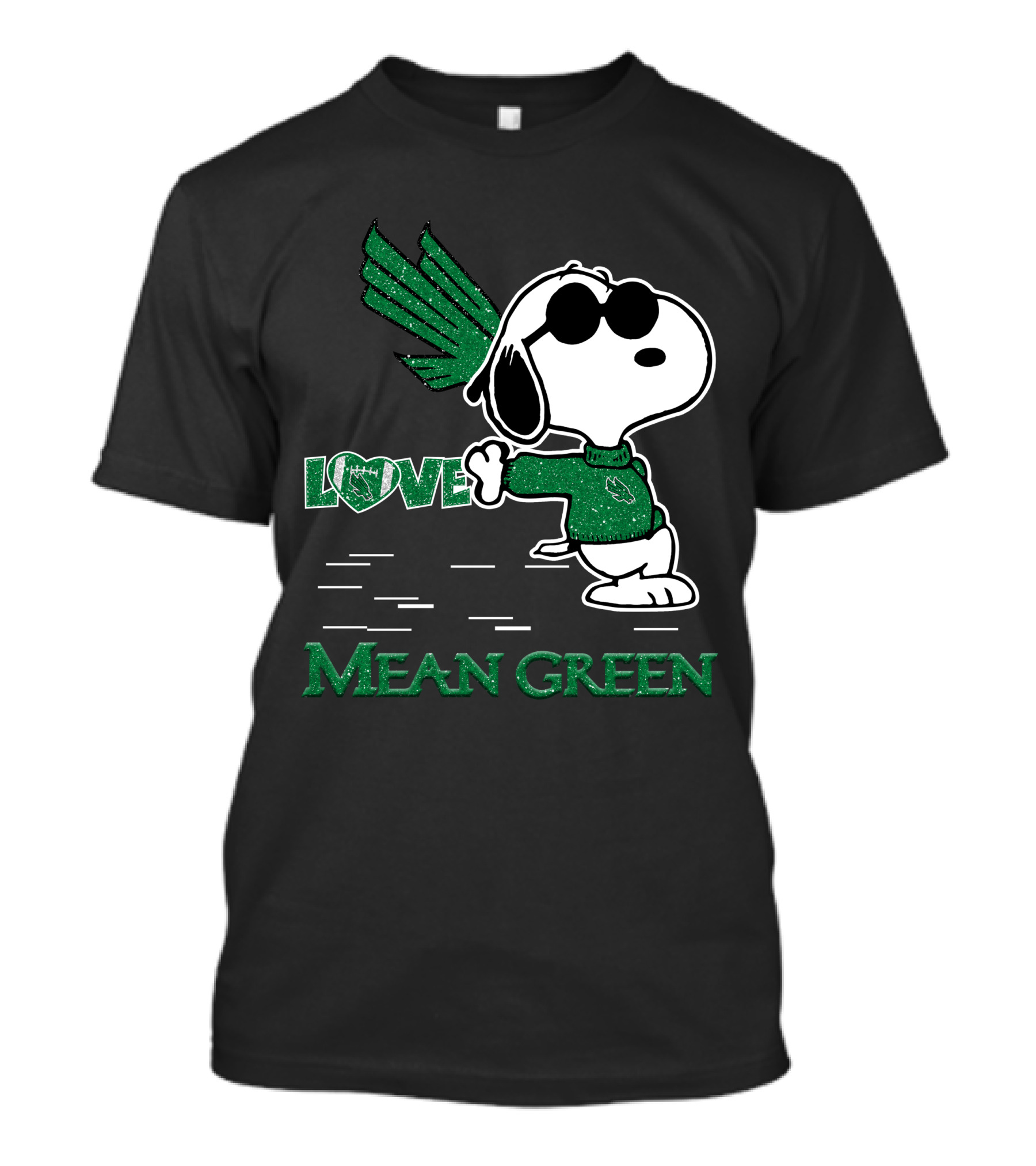 Snoopy Heart Love North Texas Mean Green Peanuts T-Shirt