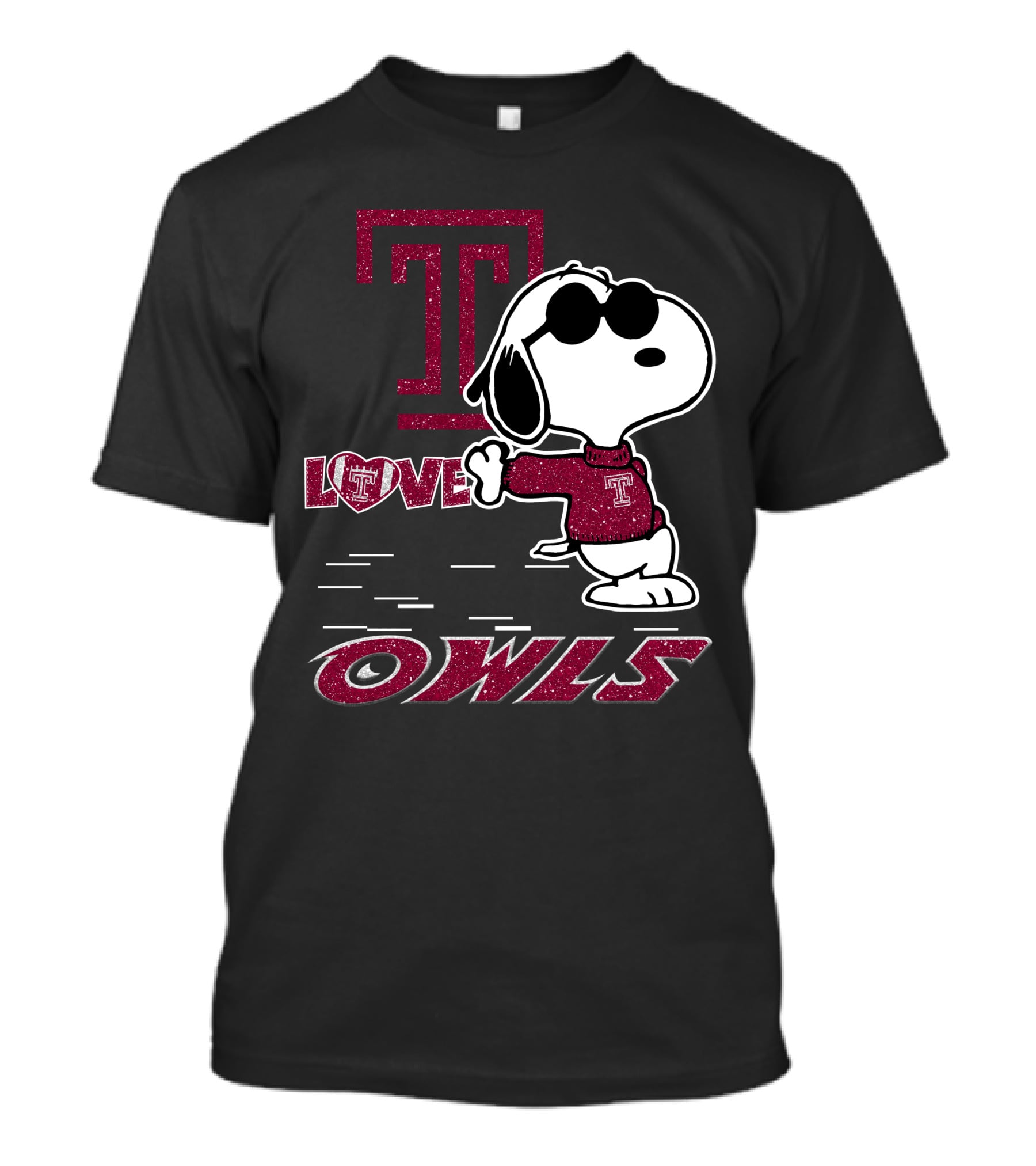 Snoopy Temple Owls Love T Sports T-Shirt