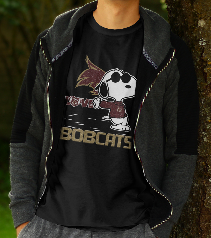 Snoopy Bobcats Love Texas State Bobcats T-Shirt