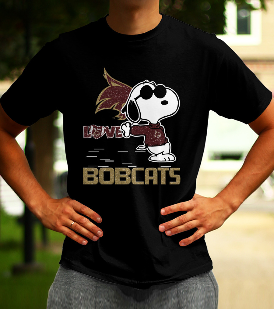 Snoopy Bobcats Love Texas State Bobcats T-Shirt
